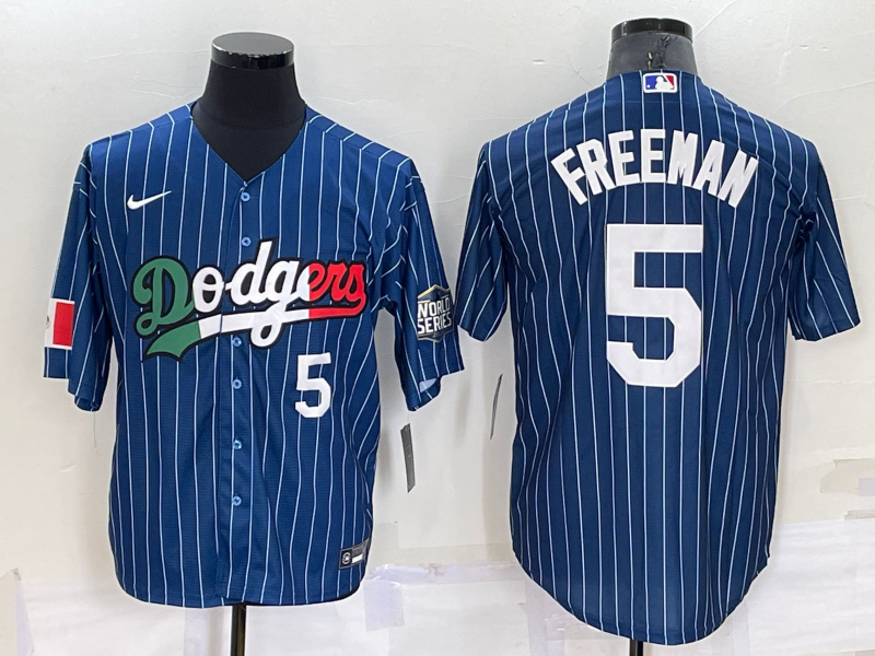 Men's Los Angeles Dodgers #5 Freddie Freeman Navy Mexico World Series Cool Base Stitched Baseball Jersey Men's Los Angeles Dodgers #5 Freddie Freeman Navy Mexico World Series Cool Base Stitched Baseball Jersey